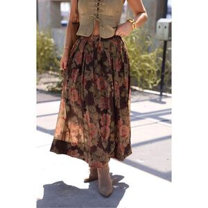 Promesa Blooming Tranquility Pleated Floral Maxi Skirt Size S